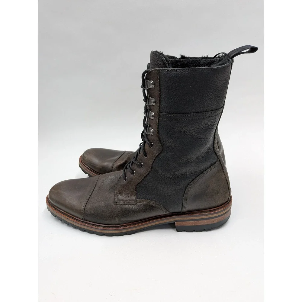 Banana Republic Men's Size 11 Leather Black Lace Up Shearling Lined Combat Boots